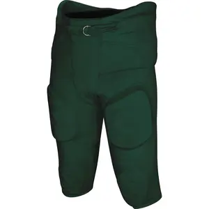 Exxact Sports Gladiator Mens Integrated Football Pants with Built-in Pads, Lightweight Ultra Flex Football Practice Pants (Green)