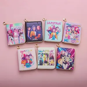 KPop Demon Hunters PU Wallet Purse Cute Cartoon Character Rumi Mira Zoey Coin Card Holder Portable for Fans Christmas Party Supplies Gift Zipper Wallet Design