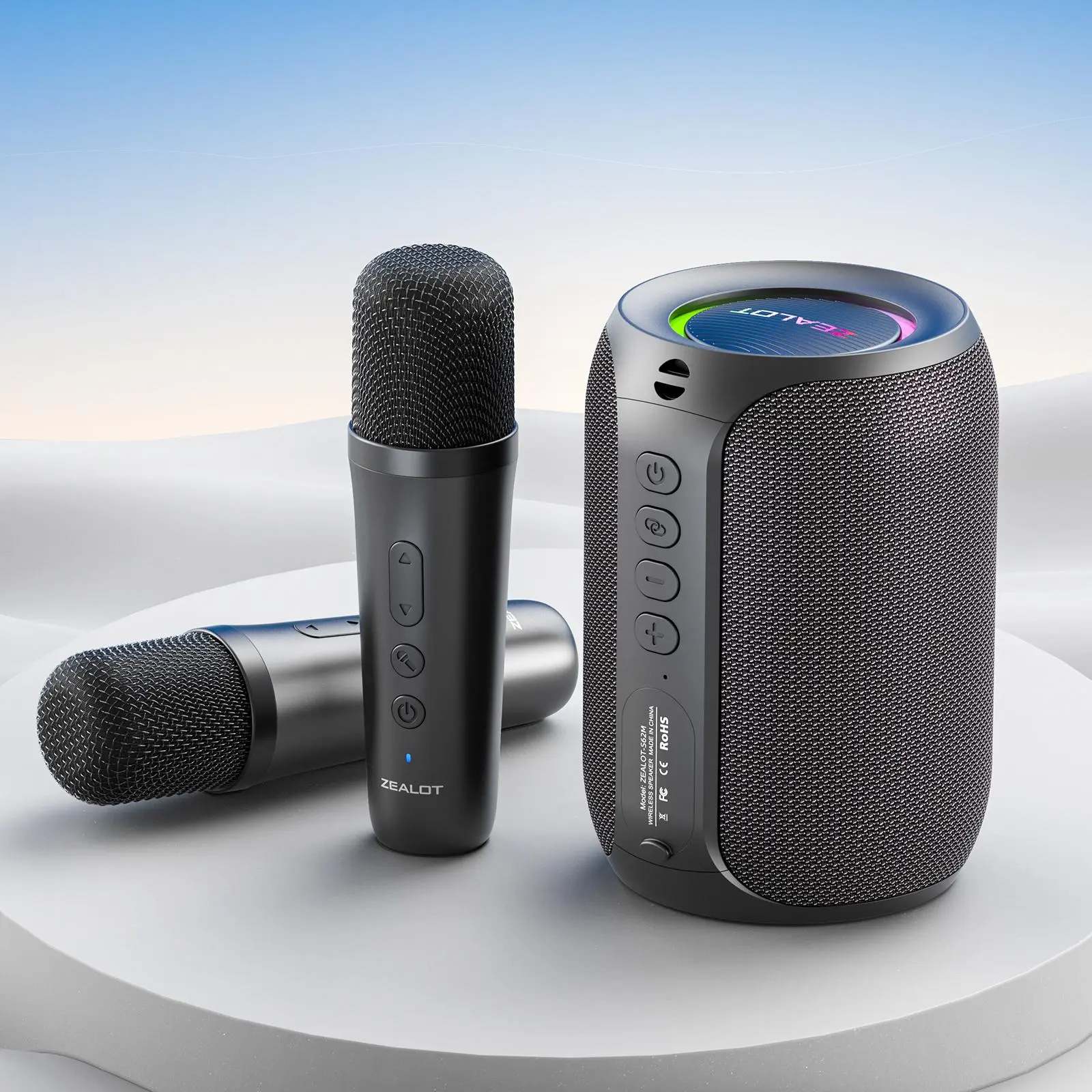 ZEALOT Zealot S62M Wireless Speaker, 15W Portable Bluetooth-compatible Speaker with Microphone, Outdoor Wireless Speaker for Home KTV, Karaoke, Audio