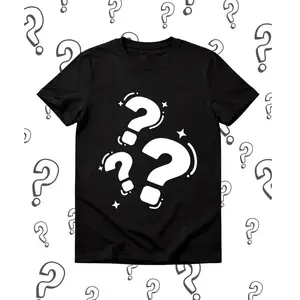 Funny Question Marks Print T-Shirt/Unique Aesthetic Casual Top for Everyday/Mystery Question Mark Graphic Tee /Cool Black Casual Streetwear T-Shirt
