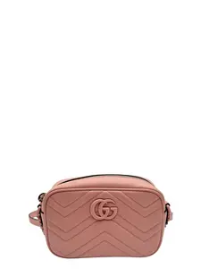 Pre-owned GUCCI MARMONT LEATHER Crossbody Bags GG CROSSBODY BAG PINK
