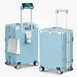 TIYFIY Carry On Luggage 20 Inch Aluminum Frame Suitcase, ABS+PC Hardside Travel Luggage with TSA Combination Lock, USB Charging Port, Side Bag Hook, 360 Spinner Wheels, Organized Interior for Business summer Travel, College, Weekend Trips school season