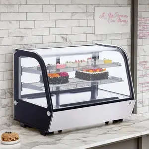【GARVEE】4.6 Cu.Ft Commercial Cake Display Refrigerator With Led Lighting, Countertop Refrigerator Display Case, Pastry Display Case, Double-Layered Glass Commercial Bakery Display Refrigerator, 110V