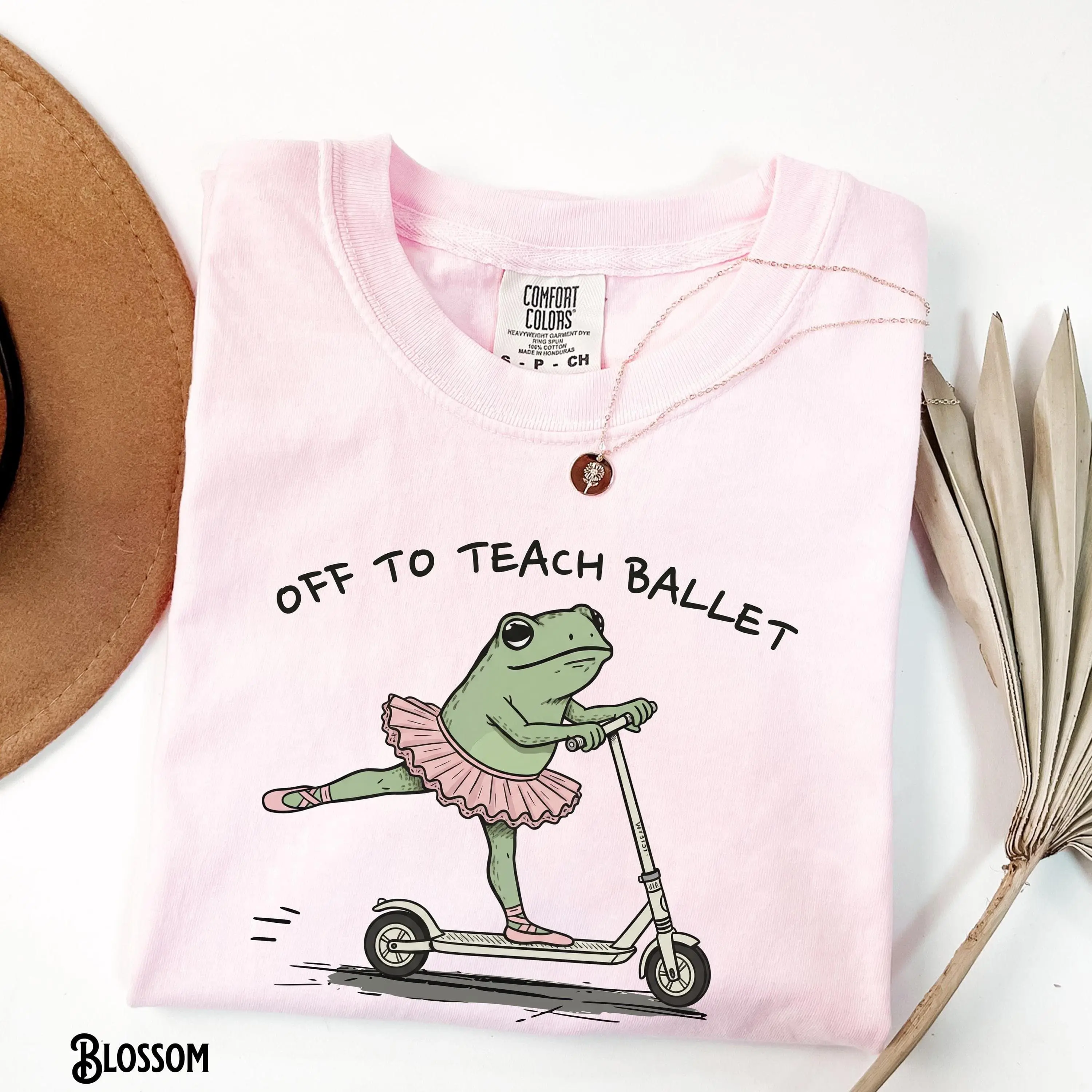 Comfort Colors Ballet Teacher T-Shirt, Unisex Garment-Dyed Tee, Funny Frog Off To Teach Ballet, Dance Instructor, Ballerina