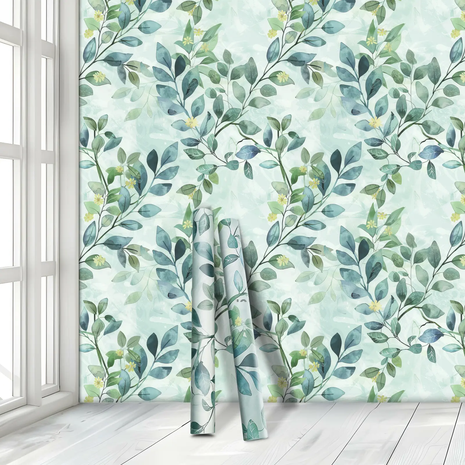Wallpaper Roll Decorative Paper Plant Leaf Pattern Removable Wallpaper Thick Waterproof Moisture-Proof Easy Clean DIY Home Decoration