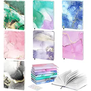 Stretchable Reusable Jumbo Book Cover Protector for Textbook Hardcover Books up to 9 x 11 in, Fabric Book Sox, Back to School Supplies, 7 Pcs, Marble Pattern
