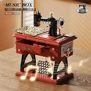 New High-Quality Sewing Machine Model Music Box, Vintage Decorative Item, Creative Home Decoration, Nostalgic Gift, No Battery Needed