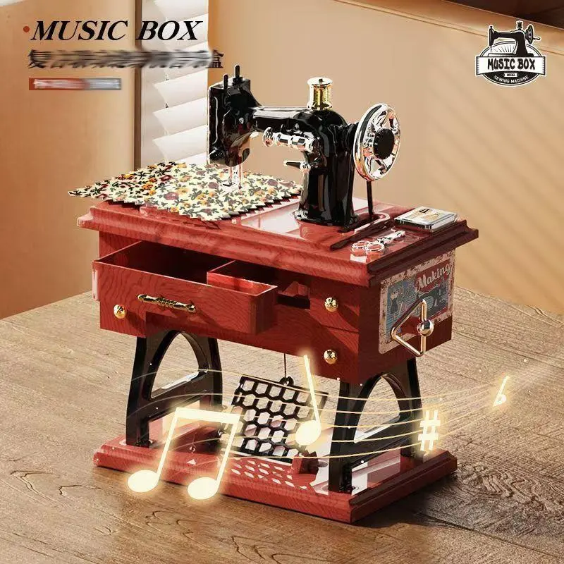 New High-Quality Sewing Machine Model Music Box, Vintage Decoration Items, Creative Home Decoration, Nostalgic Gift, No Battery Needed