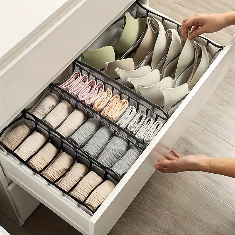 3-Piece Underwear Partition Multi Compartment Design Storage Box Set, Drawer style Mesh Underwear Pants Organizing Box, Perfect Home Wardrobe Clothes Storage Box, Clothing Organization, Divided Compartments Closet Organizers