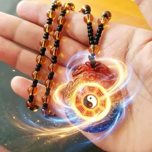 The five elements bagua pendant is carved with double dragons wrapped in the Taoist family to protect the law and auspicious beasts. It mainly suppreses evil and protects peace. It wraps Bagua Taiji to form external evil spirit and gathers internal