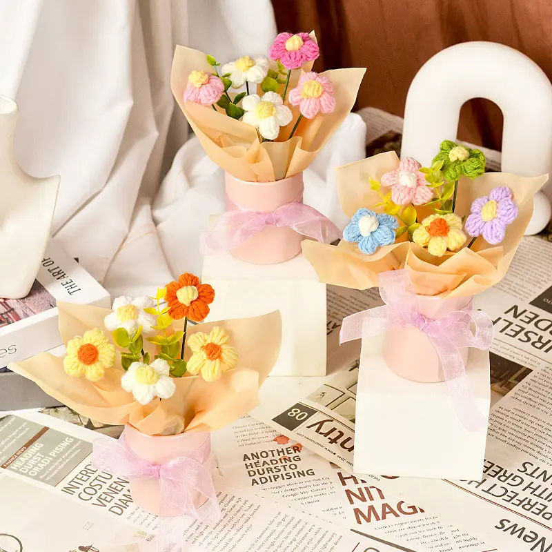 Handcrafted DIY sunflower bouquet in mini bucket home décor keepsake Valentine's graduation birthday party gift