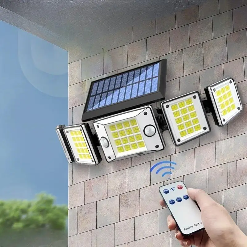 Solar Outdoor Wall Light, 280LEDs 3500 Lumen Solar Lights Outdoor, Waterproof Solar Powered Security Light with Remote Control, Exterior Wall Lamp for