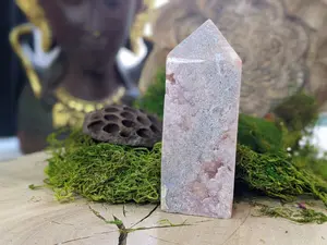 Druzy Lavender Pink Amethyst Tower w/ Live Edge Rare Polished Natural Healing Crystal Mineral Specimen Display Standing Point Large Obelisk