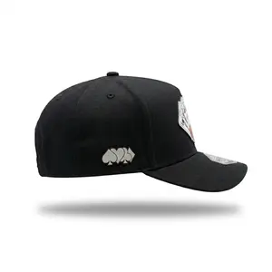 Ases del Palenque Rooster Playing Cards Black Snapback Hat - Casual Style, Large Graphic, Novelty, Graphic Character Hat with Ace Undervisor, Casual Style Hats, Large Graphic Hats