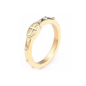Gold-Plated Stainless Steel Rosary Ring