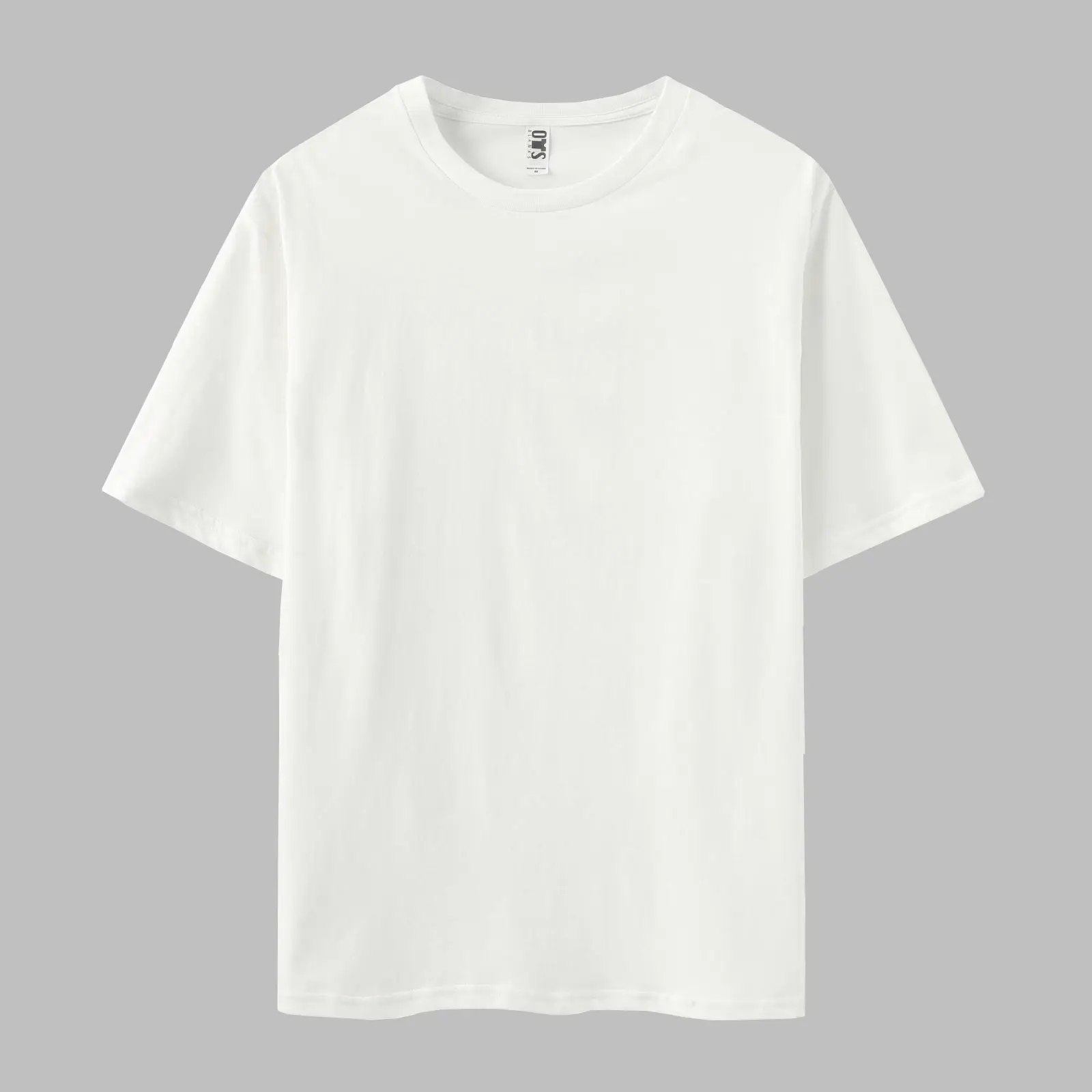 Men's Cotton Short-Sleeve T-Shirt - Stylish Round Neck, Classic Basic Solid White Casual Top for Valentine's Day, Christmas, All Seasons