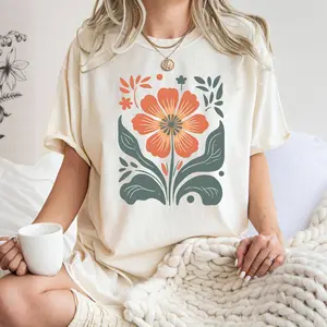 Comfort Colors® Autumn Flower Shirt, Flower T Shirt, Retro Floral Shirt, Vintage Flower Shirt, Plant Lover Shirt, Gift for Grandma