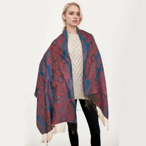 Exquisite Paisley Patterned Pashmina Shawl 100% Polyester 70''L x 27.50''W with 3.5'' Tassel Trim Elegant Soft Durable Accessory