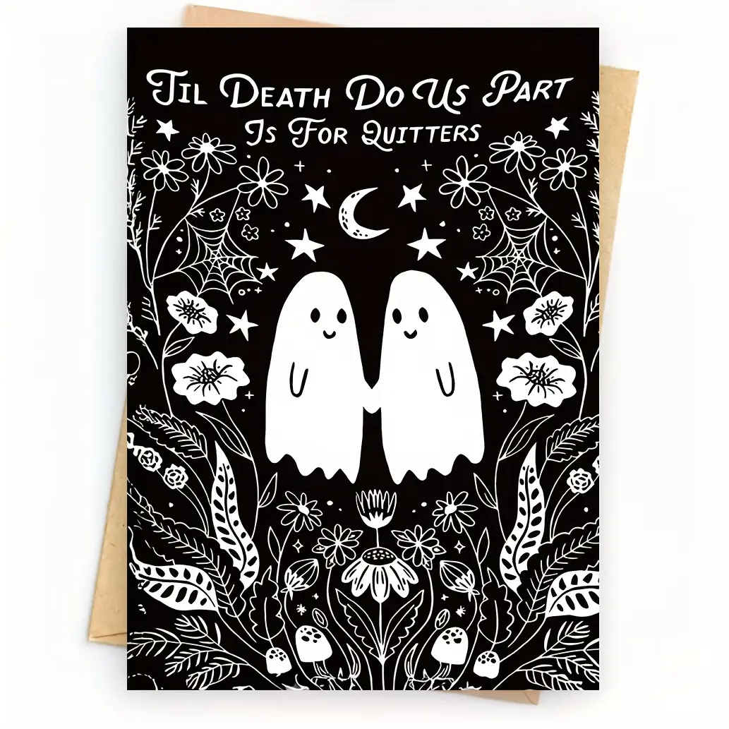 1PC Gothic Style Love Anniversary Card Until Death Do Us Part Romantic Gift for Weddings Birthdays Valentine S Day Includes Envelope, Halloween