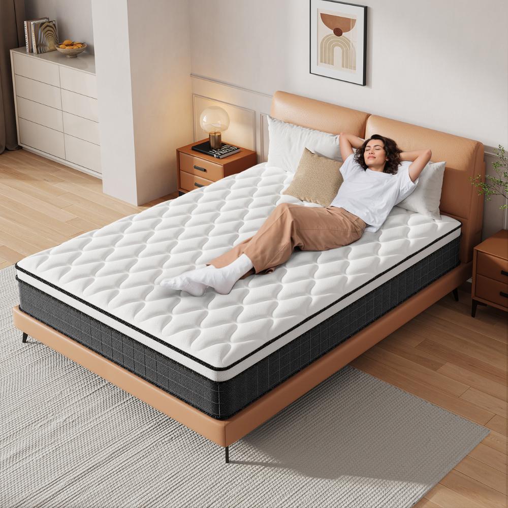 Evastar Boxed Hybrid Mattress - No Fiberglass Gel Memory Foam and Pocket Springs, Medium Firm, Pressure Relief, CertiPUR