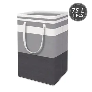 75L Freestanding Waterproof Collapsible Laundry Sorter, Foldable Laundry Hamper with Easy-Carry Handle, Large Home Storage Organizer for Clothes, Towels, Collapsible Laundry Hamper