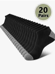 Men's Patchwork Print Ankle Socks, Casual Moisture Wicking Low Cut Socks, Soft Comfy Breathable Socks for Summer Daily Wear, Sports Athletic Socks