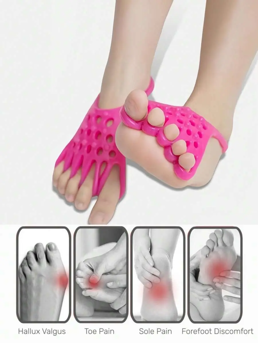 1 Pair Five-Toe Foot Stretchers, Soft Toe Separator & Arch Training Tool for Yoga, Foot Stretching, Balance Exercises & Daily Relaxation