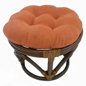 18-inch Round Solid Micro Suede Tufted Footstool Cushion