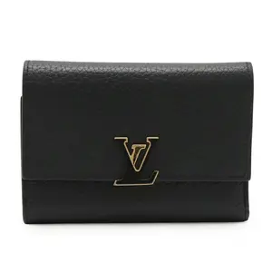 Pre-owned Louis Vuitton Calfskin Small Leather Goods Portefeuille Capucines Compact tri fold wallet