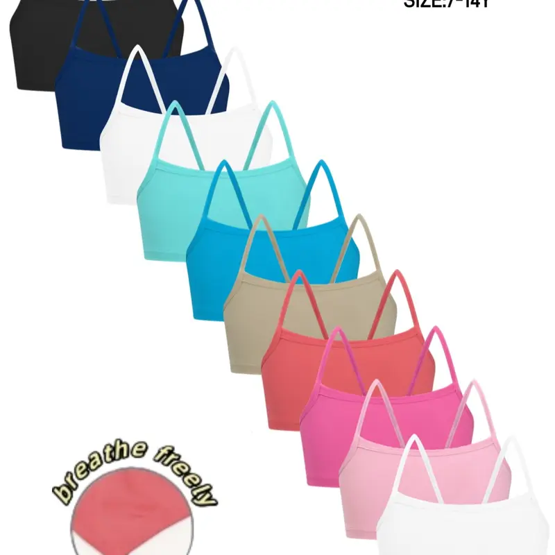 1/5/8/10 Pack Cute Girls' Bras, Breathable Comfy Bra, Breathable Comfortable Single Layer, Multiple Colors, Casual Sports Bra for Teens, All Seasons