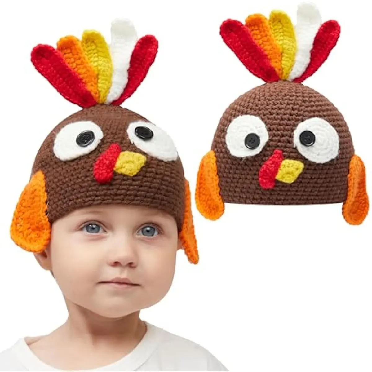 Turkey Beanie Hat with Ear Flaps - Photograph Prop for Baby Toddlers, Carnival Cosplay