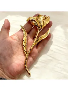 Classic Extra Large Rose Brooch | Zinc Alloy Fashion Accessory for Women, Ideal for Parties and Music Events.