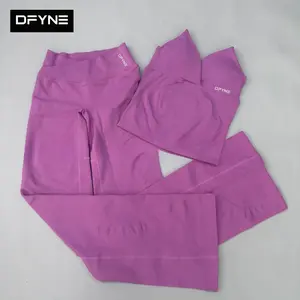 DFYNE Women’s Seamless V Neck Tank & V Waist Flare Leggings Yoga Set