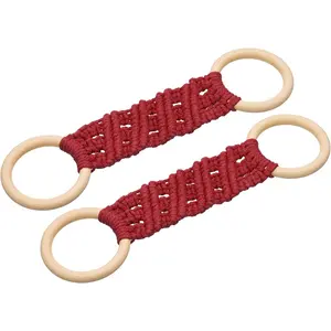 2 count Kitchen Dish Towel Holder, 11"x3" Crochet Towel Ring with  Loop for Cabinet House Oven Stove Door, Red