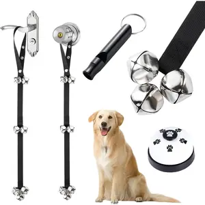 2 Pack  Doorbells,   Bells for Go Outside Potty  Bell Communication Device, Adjustable Strap Door Bell,  Bells Puppy  Bell with Free Whistle