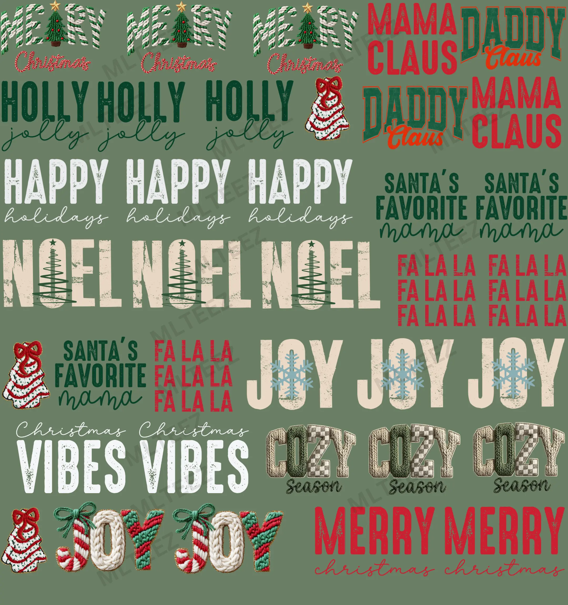 MERRY CHRISTMAS PREMADE TRUCKER HAT GANGSHEET - 22X24 DTF TRANSFERS - DIRECT TO FILM
