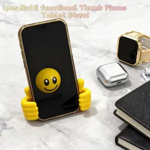 360° Rotating Surprise Desktop Ornament, Smiling Face Thumbs Up, Lazy Phone Stand, Smartphone Stand, Mount, Accessories, Fits Tablets and Cars, Durable PVC Material, Sticky Pad