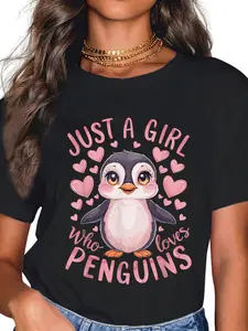 100% Cotton Funny Penguin Animal Just A Girl Who Loves Penguins T-Shirt