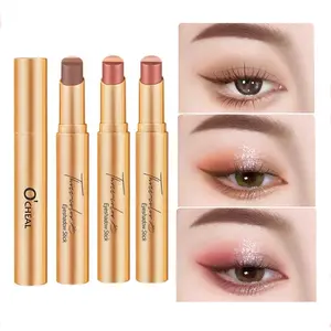3-in-1 Easy Eyeshadow Stick for Beginners,SmudgeProof in Seconds, One-Stroke Application,Creamy Shimmer Trio Eyeshadow Stick Waterproof Longwear Liquid Eyeliner Color Changing Lip Oil