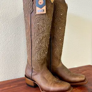 Cognac Brown Tall Square Toe Women’s Boot