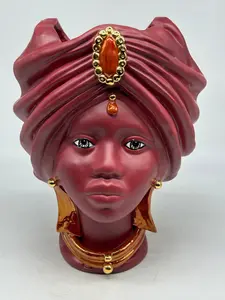 DISCONTINUED - Moor's Head Wall Lamp Athena Woman Caltagirone Ceramic H.30 W.23 cm Handcrafted Bordeaux