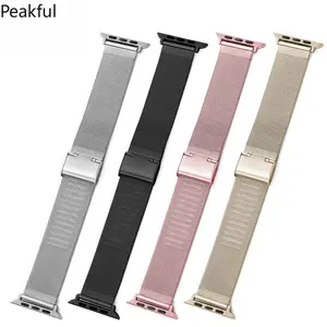 Compatible with Apple Watch Series 8 / SE / 7 — 0.4mm Milanese Loop Stainless Steel Mesh Band with Buckle