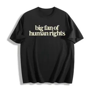 Big Fan of Human Rights Minimalist Tee, No Human is Illegal T-Shirt, Radicalized by Decency Retro Graphic Tee for Empathy