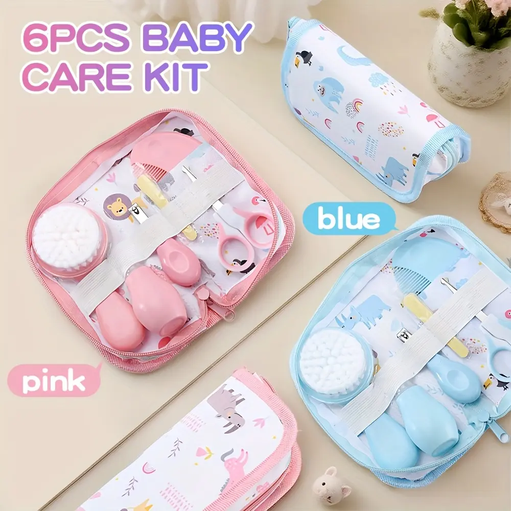 6pcs Daily Health and Grooming Kit, 6-in-1 Portable Safety Care Set, Family Essentials Kit with Nasal Aspirator, Cleaning Brush, Nail Trimmer, and Electric Shower Gift, Care and Grooming Kit, Portable Safety Care Set