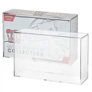 PKMN Cards Trading Game Graded Anime TCG ETB Ultra Premium Collection Storage Booster Box for PKMN 151 UPC, 6MM Thick Magnetic Lid Protector Acrylic Display Case with Sliding Slot Holder Stackable