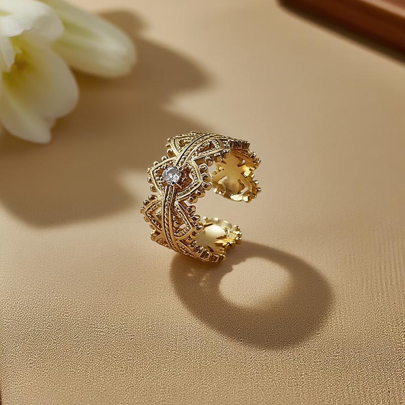 Crown de UGood Ring Earring, Forged with Brass Zicron, Designed with Love, Amplifies Statement and Aesthetics for Business and Party Prom Occasions, Uplifts Work Chic and Confidence