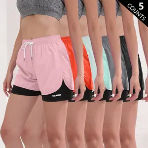 5-Pack Women’s 2-in-1 Sports Shorts — Casual, Cool, Breathable, Stretchy Yoga/Running Pants for Summer, Best Gift for Girlfriend
