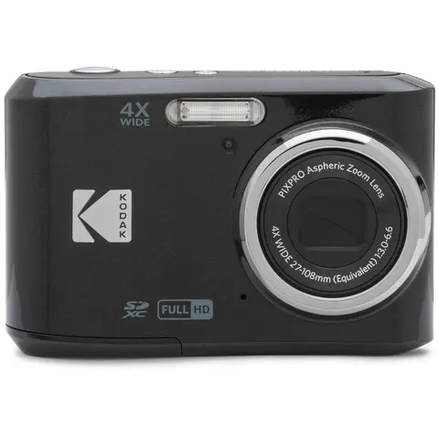 Kodak PIXPRO FZ45 Portable Point & Shoot Digital Camera - 16MP, Full HD, 4x Optical Zoom, Contentcreator Tool, Unboxing Ready, Automatic Photos/Videos, Alkaline AA Batteries, USB Port, Cable, Wrist Strap (Black, for Families)