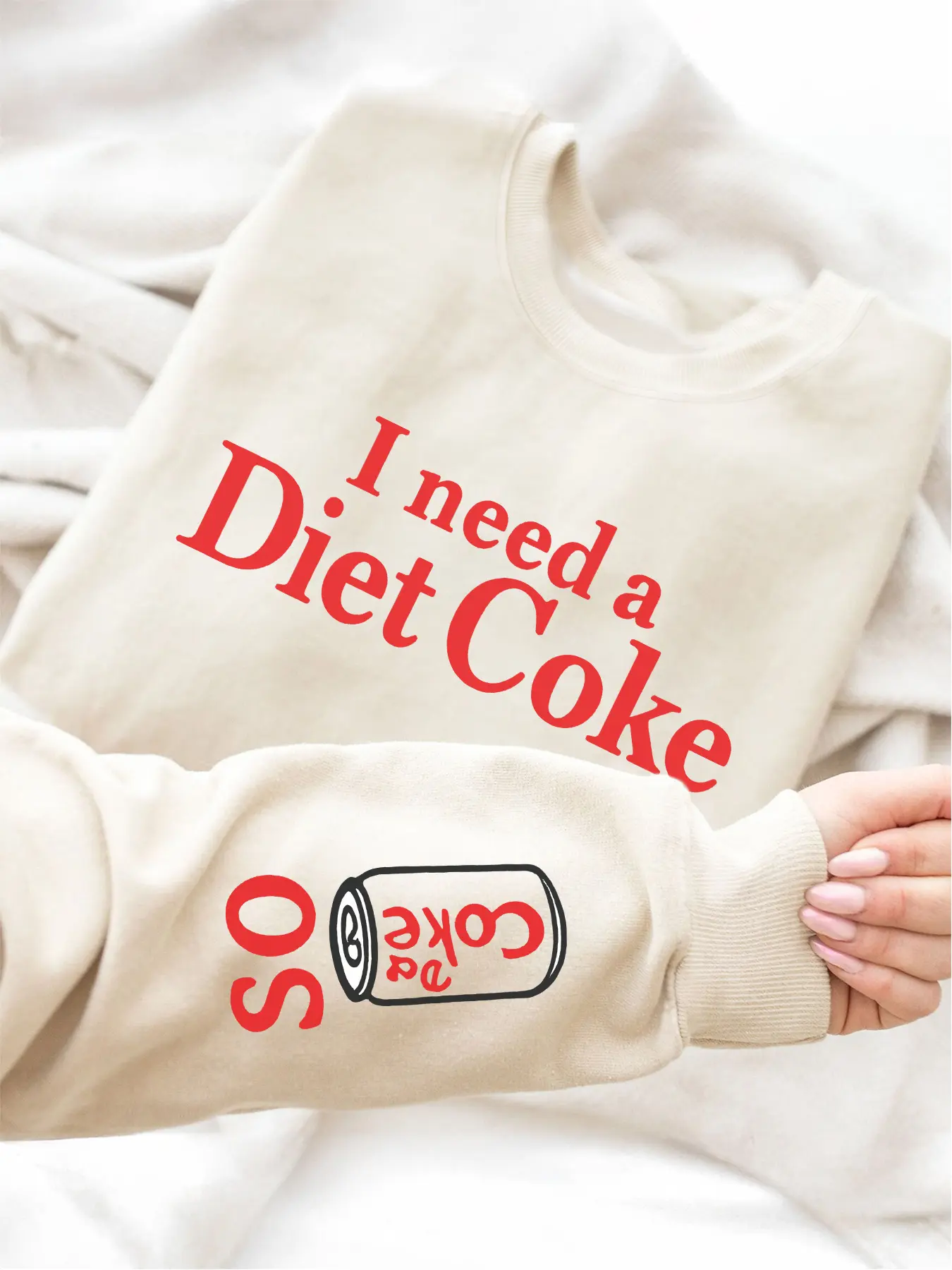 I Need A Diet Coke Embroidered Sweatshirt - Cute Christmas Gifts For Boyfriend - Vintage Diet Coke Crewneck - Retro Coke Sweatshirt Funny Graphic Sweatshirt - Casual Sweatshirt Tops