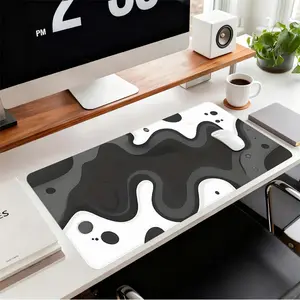 Minimalist Swirl Desk Mat Gaming Mouse Pad Black & White Abstract Fluid Theme Extended Mouse Pad for Laptop Large Mouse Pad for Desk with Non-Slip Rubber Base Stitched Edges Surface Perfect Gift for PC Gamers Office Workers & Home Use